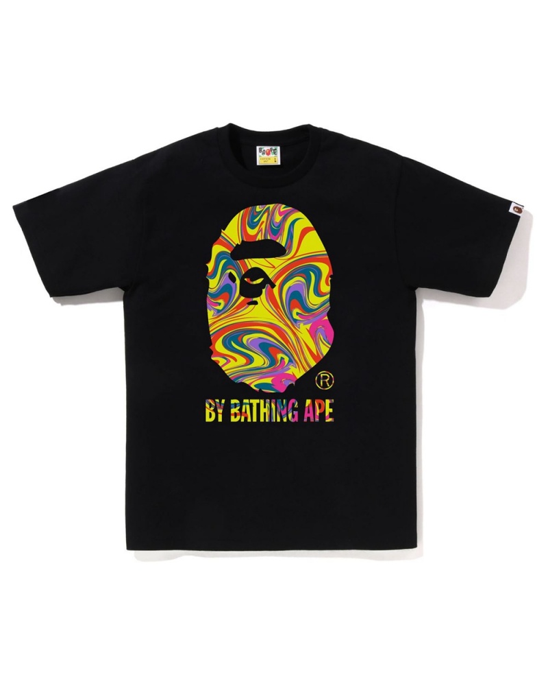 T Shirts Bape Marbling By Bathing Ape Noir Homme | BEK-78432845